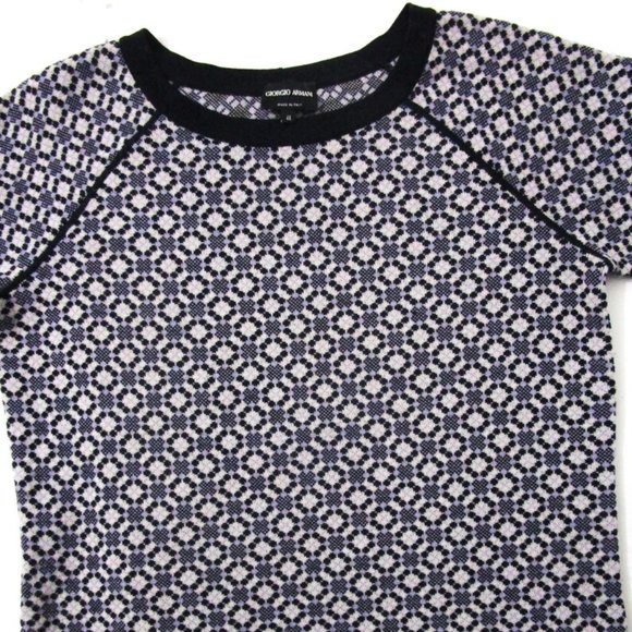 Italian Intarsia Argyle Knit Sweater Pullover Short Sleeve N - Picture 4 of 8